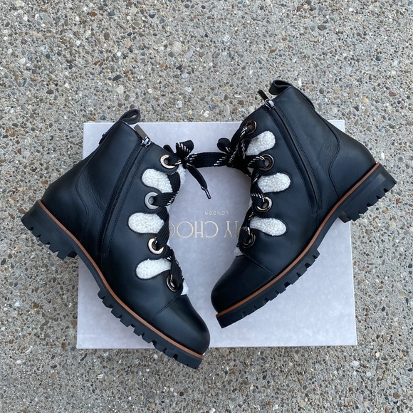 Jimmy Choo Bei Flat Boots leather /shearling size 38.5 - Picture 5 of 12